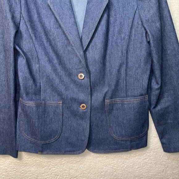 Vintage 80's Denim Blazer Jacket Women's Small Union Made Modest Cottage - Picture 3 of 7